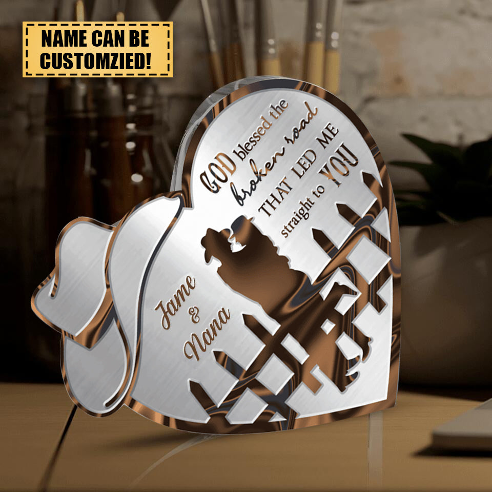 Couple Cowboy And Cowgirl God Blessed Personalized Plaque