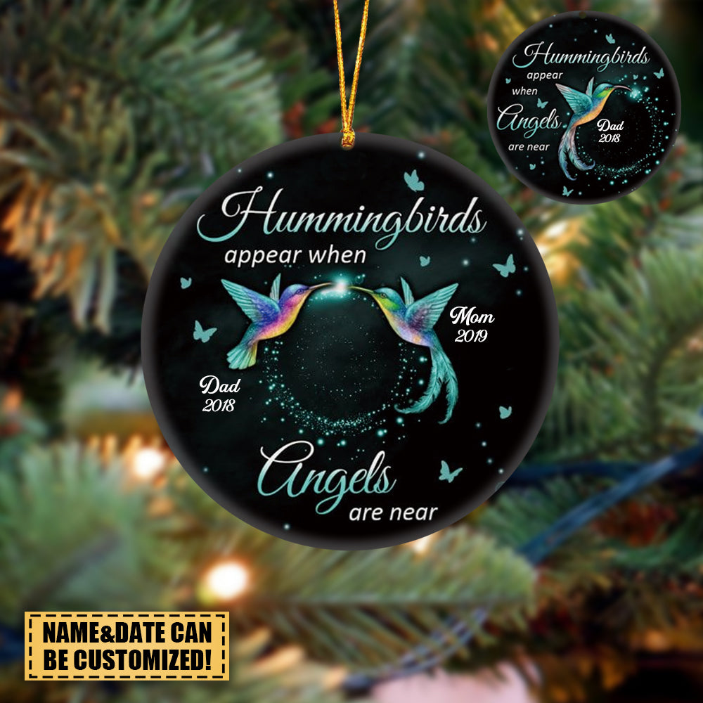 Hummingbird Appears Personalized Memorial Circle Ornament