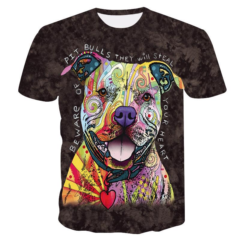 3D Color Dog Print T-shirt
