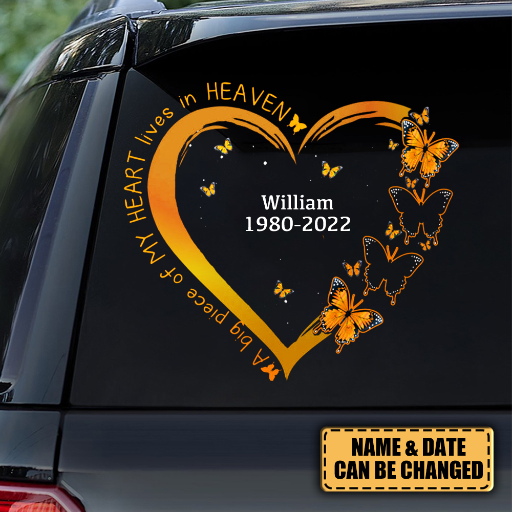 A Big Piece Of My Heart Orange Personalized Car Sticker