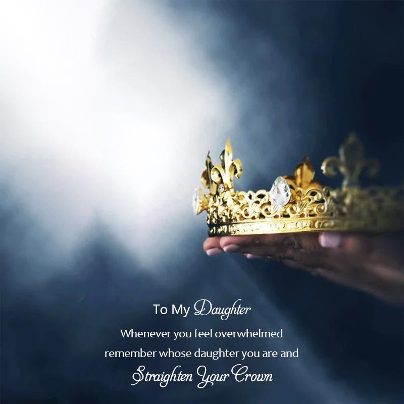 For Daughter - S925 Straighten Your Crown Blue Heart Crystal Crown Necklace