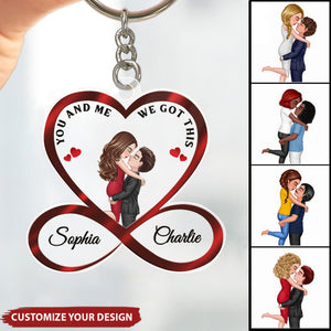Couple Hugging Kissing Anniversary Gift Personalized Keychain