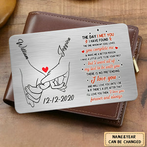 Custom Personalized Couple Wallet Aluminum Card - The Day I Met You