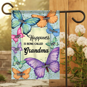 Lovely Grandma Mom Butterfly Kids, Happiness Is Being Called Nana Personalized Flag
