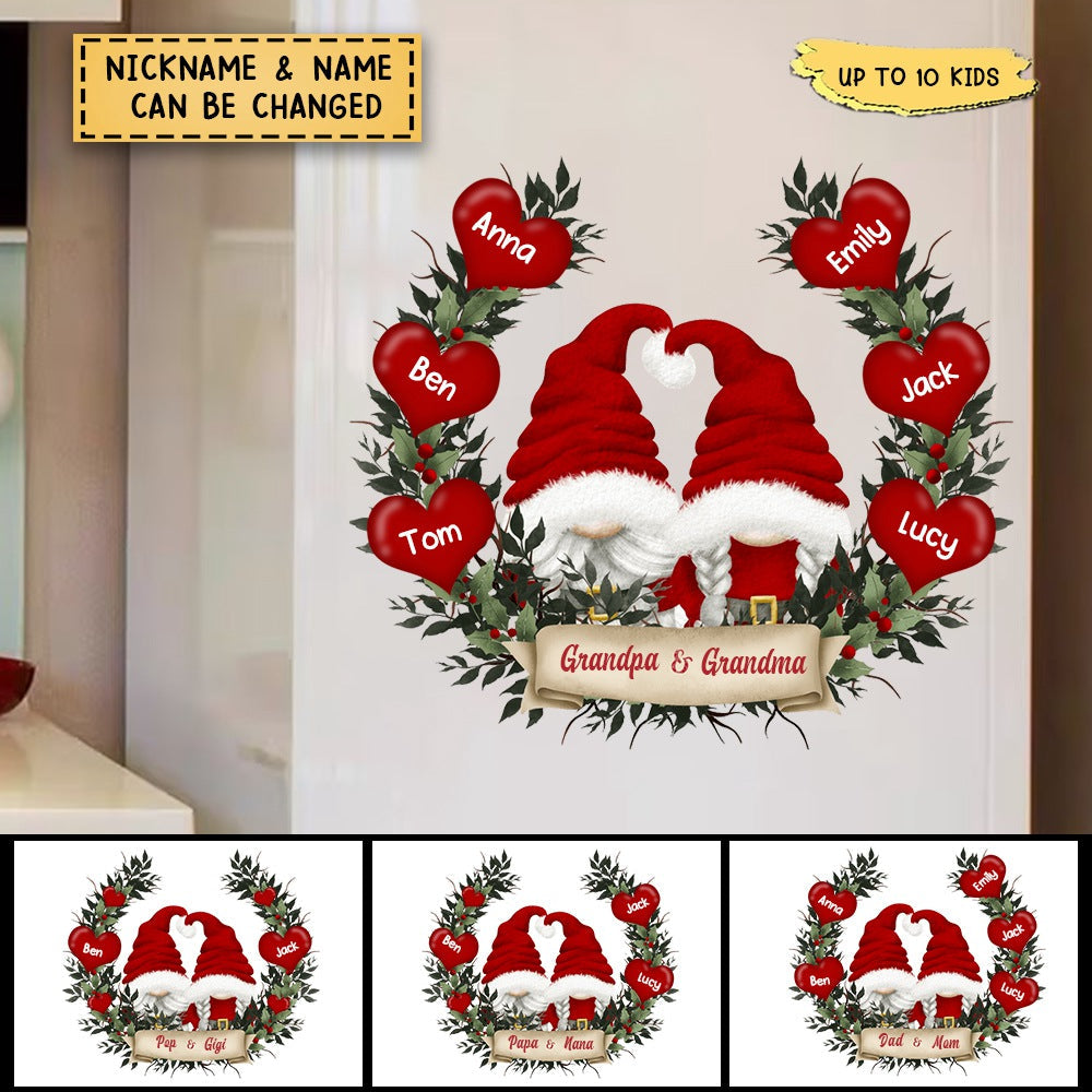 Papa & Nana With Heart Kids Christmas Personalized  Decal Sticker