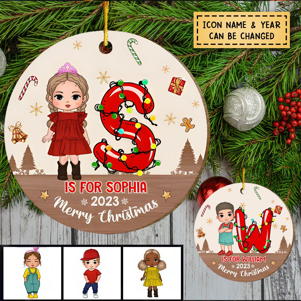 Gift For Grandson Granddaughter Merry Christmas Circle Ornament