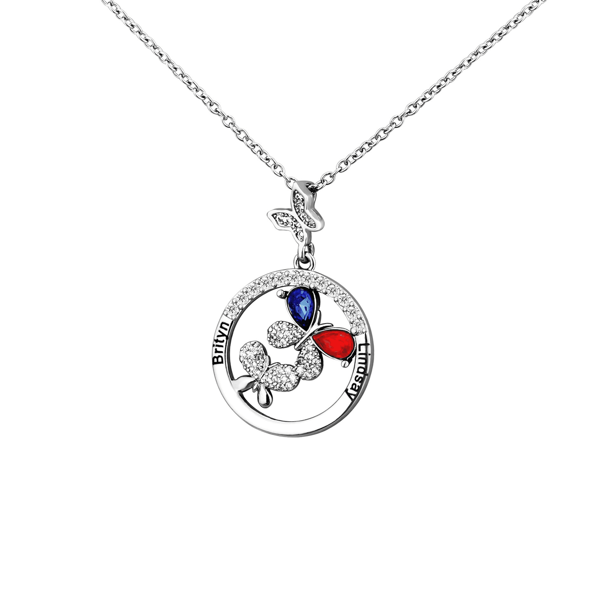 Butterfly 12 Birthstone Personalized Necklace