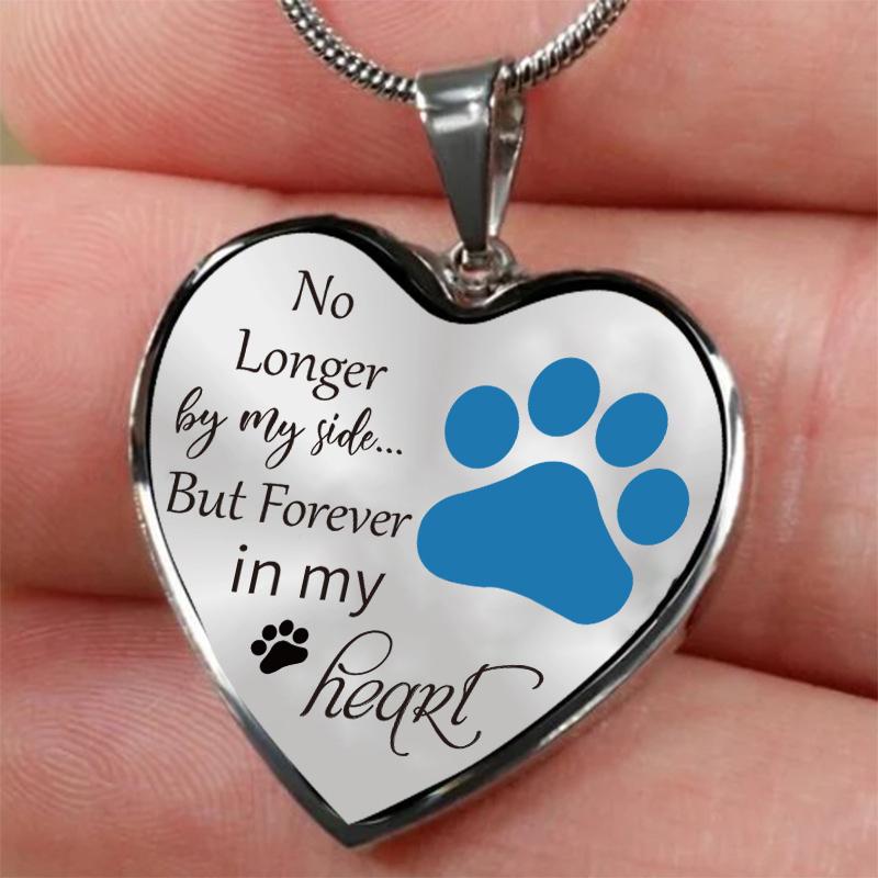 Dog Memorial Necklace No Longer by My Side But Forever in My Heart