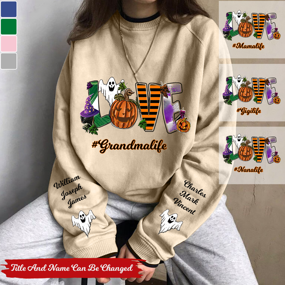 Grandma Life Love Grandkids Personalized Ghost Sweatshirt Gift