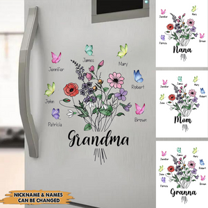 Grandma Butterfly Flower -Personalized Sticker Gift