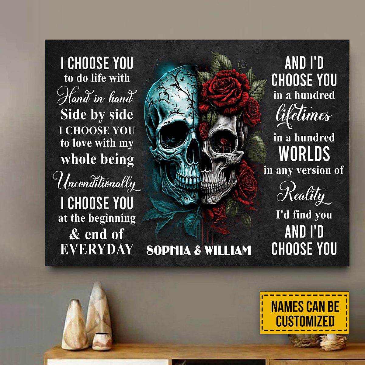 I Choose You Skull Couple Lovers Personalized Canvas