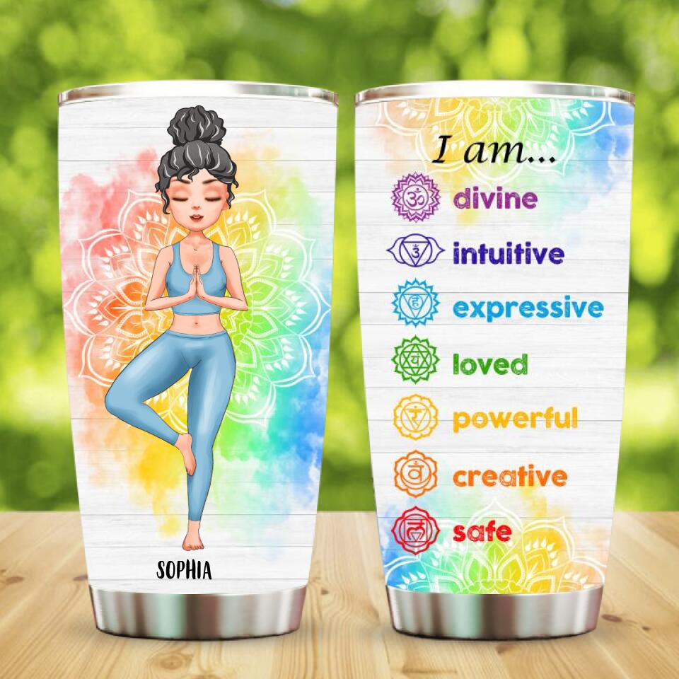 I Am Divine - Personalized Tumbler - Gift For Yoga Lovers