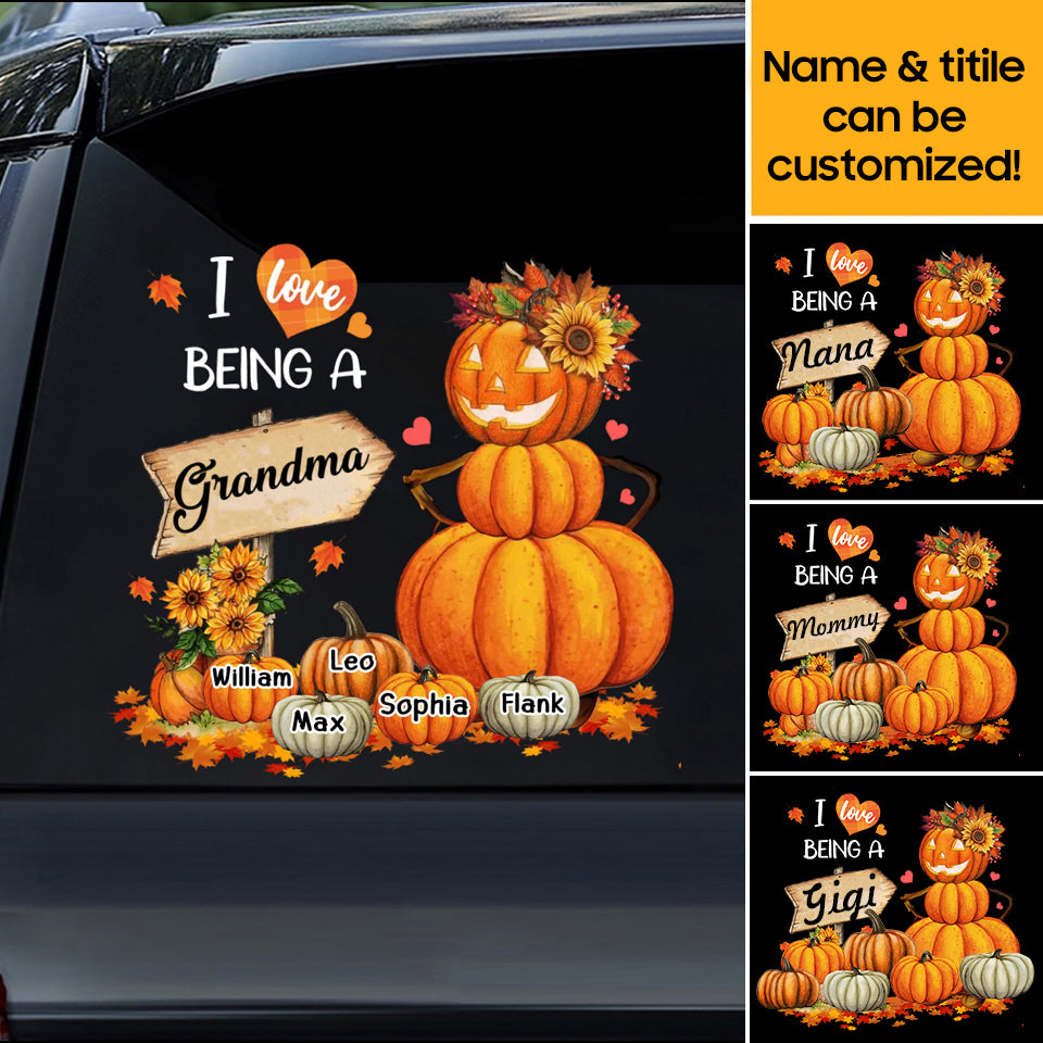 Fall Grandma With Kids Pumpkin Personalized Sticker