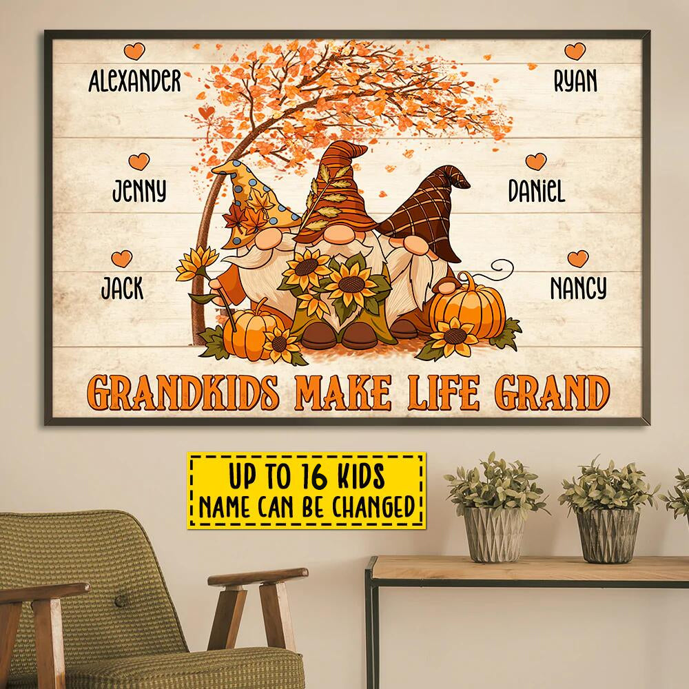 Grandkids Make Life Grand - Personalized Horizontal Poster