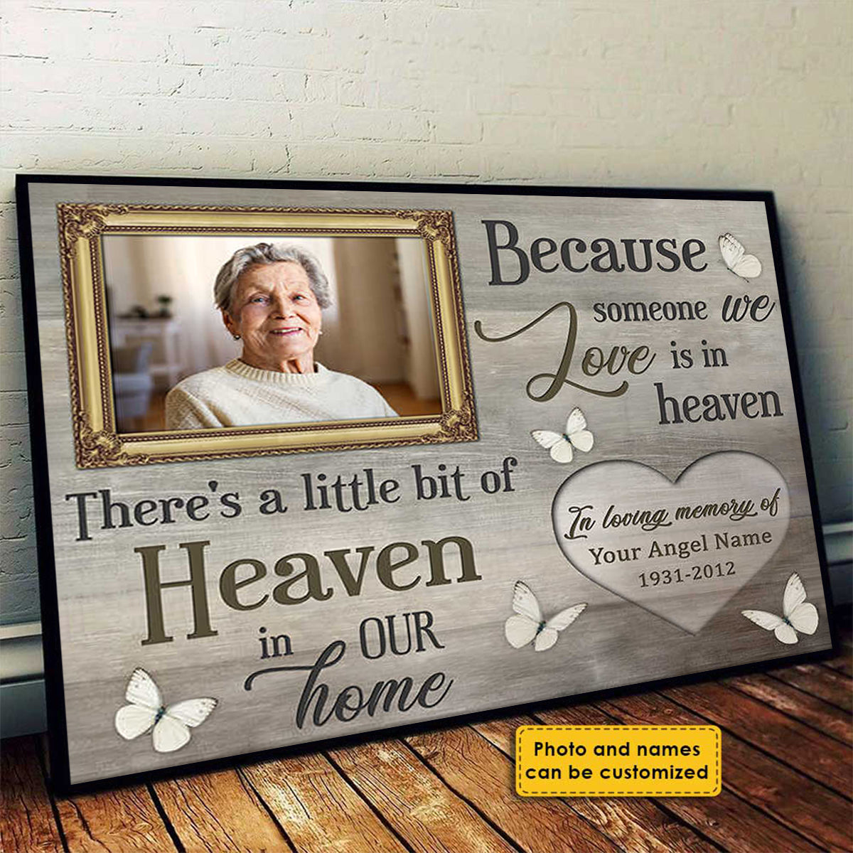 Because someone we love is in heaven - Upload Image - Personalized Horizontal Poster