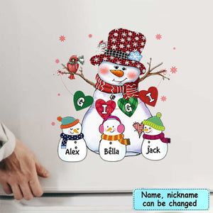 Snowman Grandma With Cute Little Snowman Kids Personalized Decal Sticker