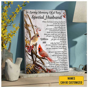 Cardinal Canvas Special Husband Memorial Gift Wall Art Wall Decor Living Home Decor