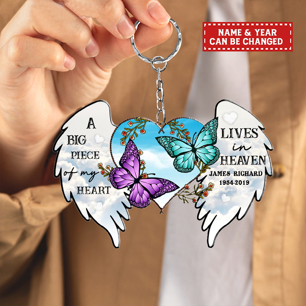 A Big Piece Of My Heart Lives In Heaven Personalized Keychain