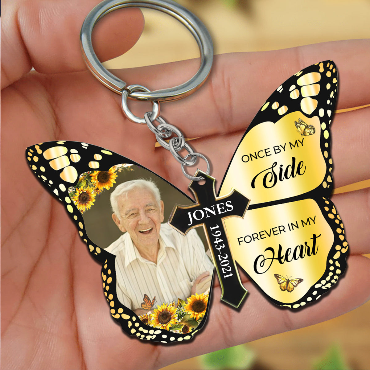 Forever in My Heart Personalized Butterfly Keychain