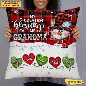 Greatest Blessings Call Me Nana Personalized Pillow