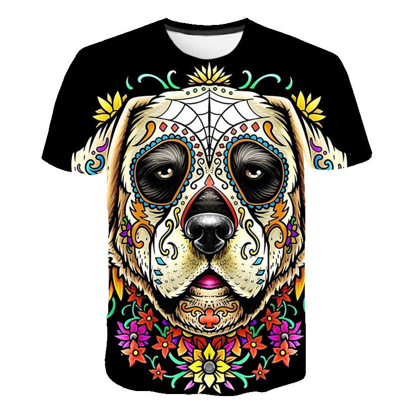 3D Color Dog Print T-shirt
