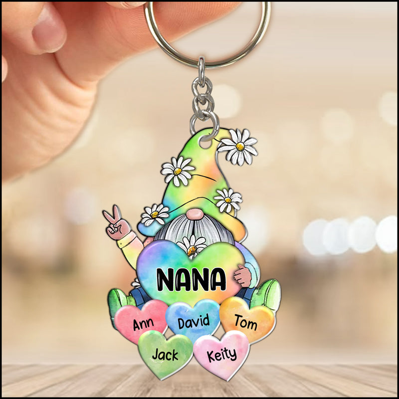 Colorful Rainbow  Grandma Mom Little Heart Kids Personalized Keychain