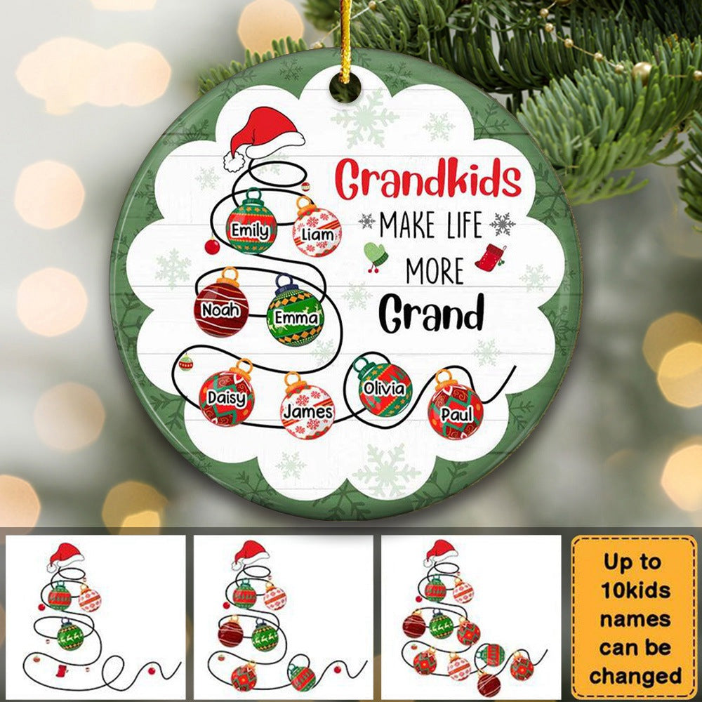 Gift For Grandma Grandkids Make Life More Grand Circle Ornament
