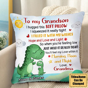 Dinosaur Grandson Hug This Personalized Pillow