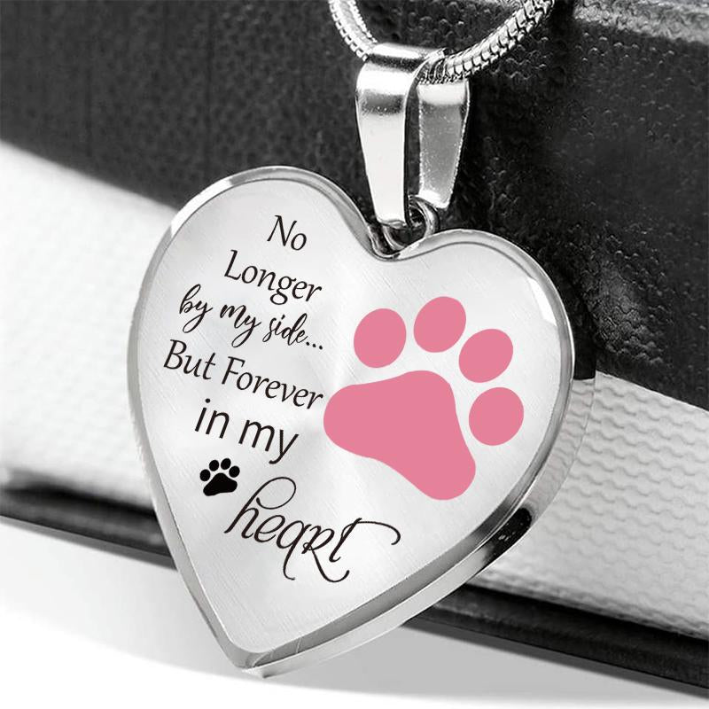 Dog Memorial Necklace No Longer by My Side But Forever in My Heart