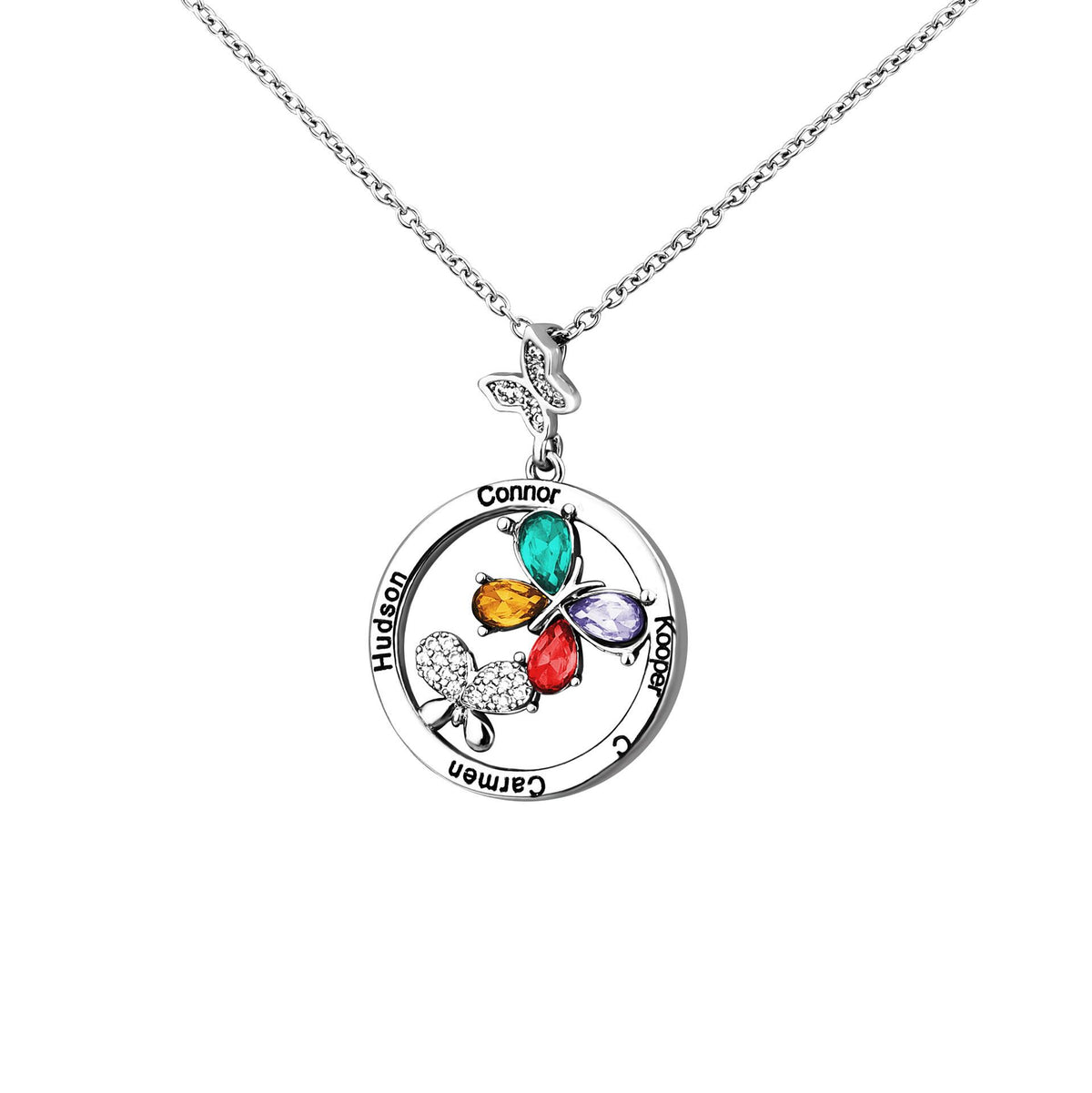 Butterfly 12 Birthstone Personalized Necklace