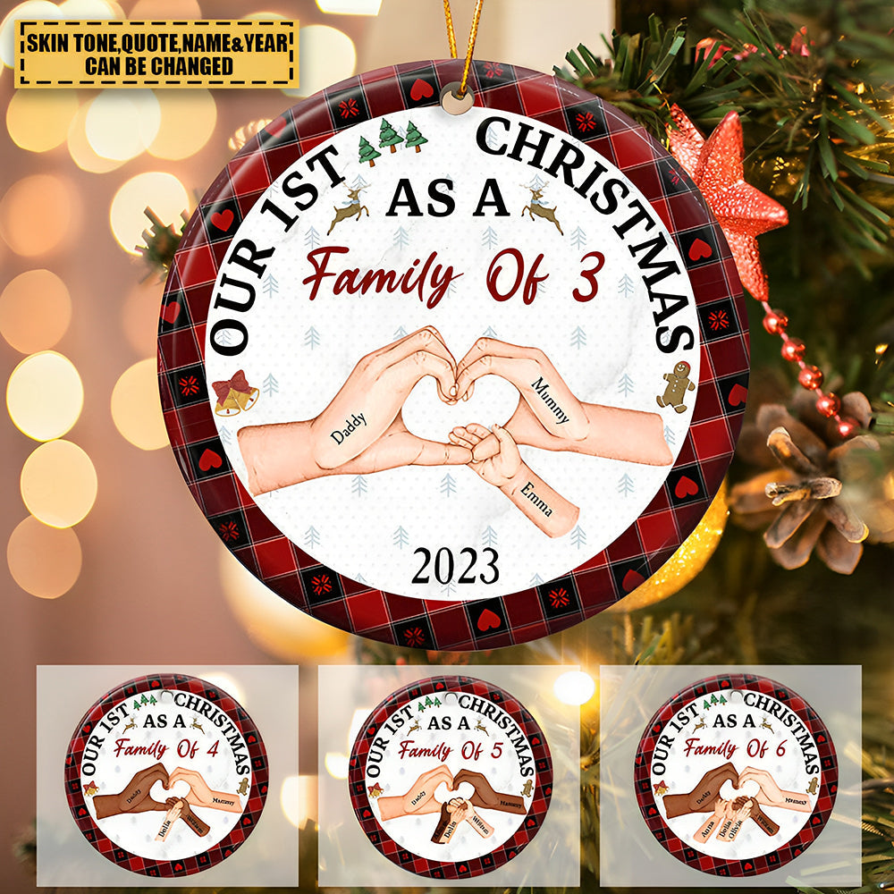 First Christmas As A Family Of Three -Personalized Ceramic Ornament