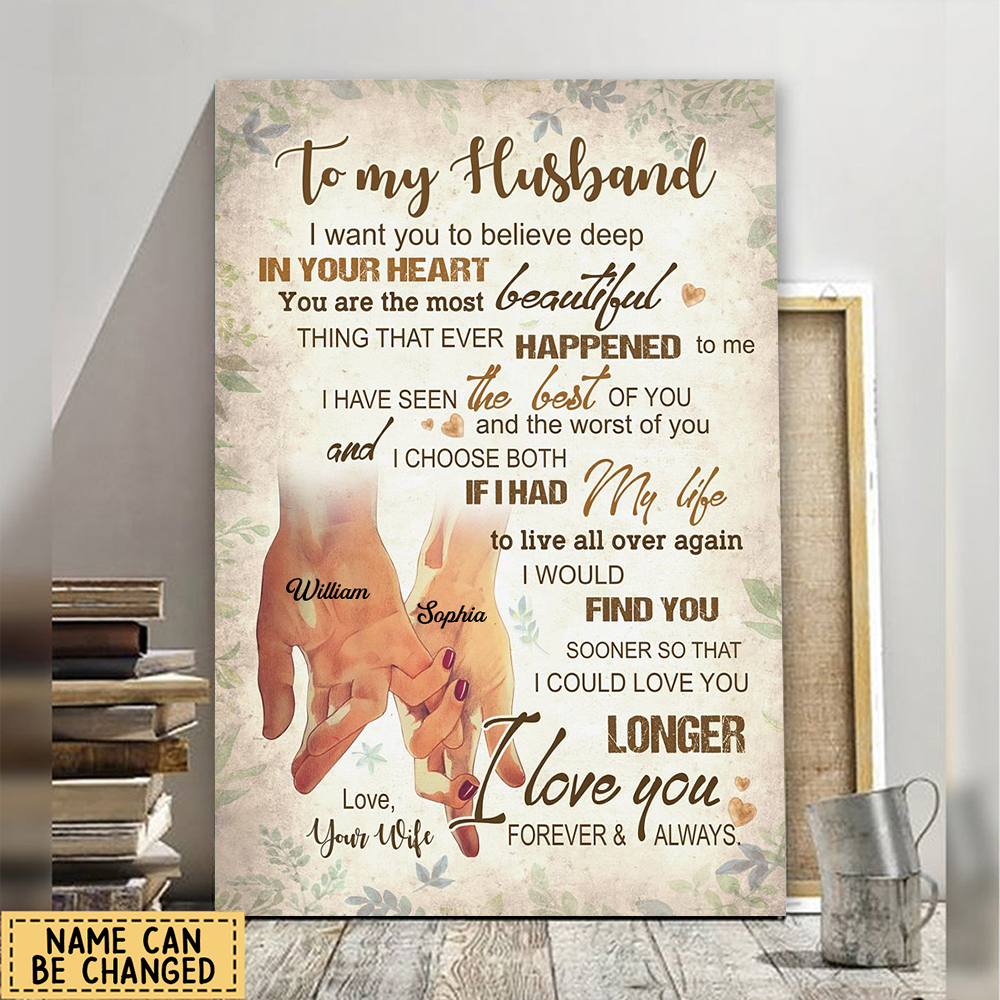 To My Husband I Love You Forever&Always Personalized Canvas