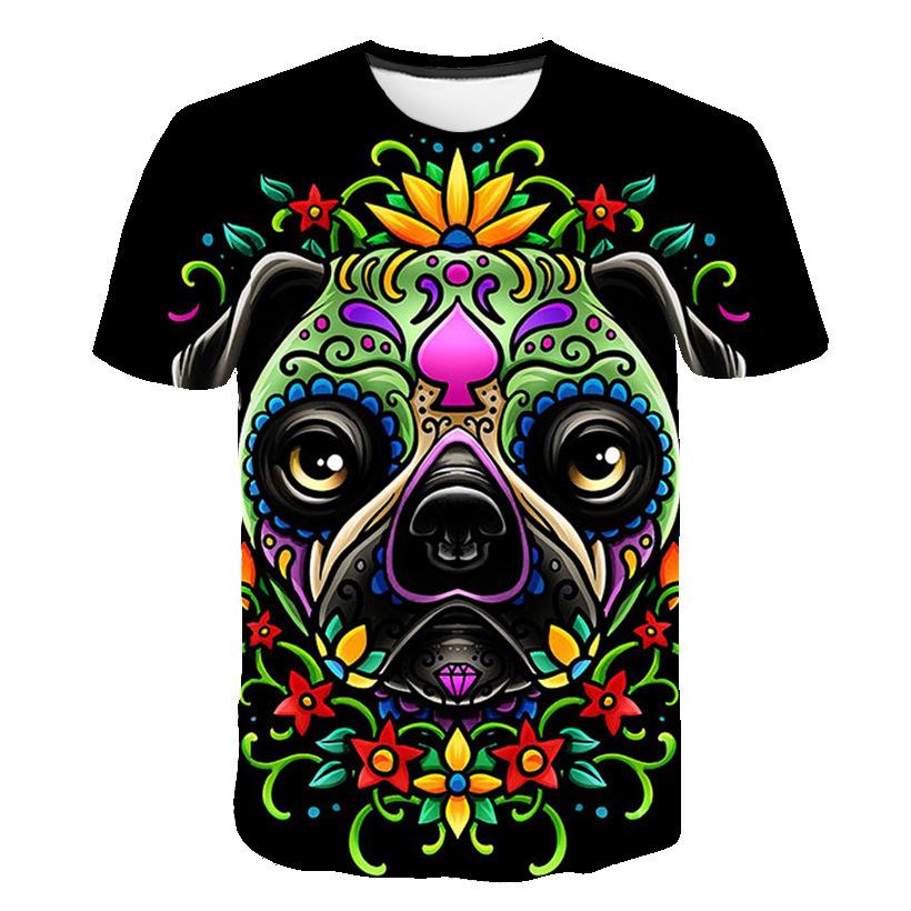 3D Color Dog Print T-shirt