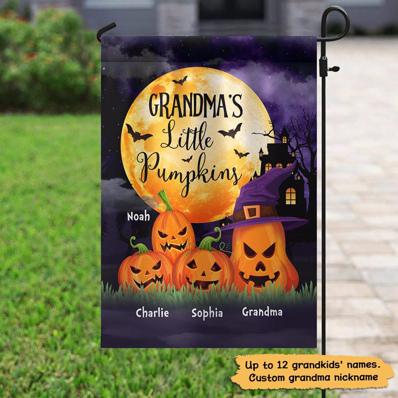 Grandma Pumpkin Halloween Fall Season Personalized Garden Flag
