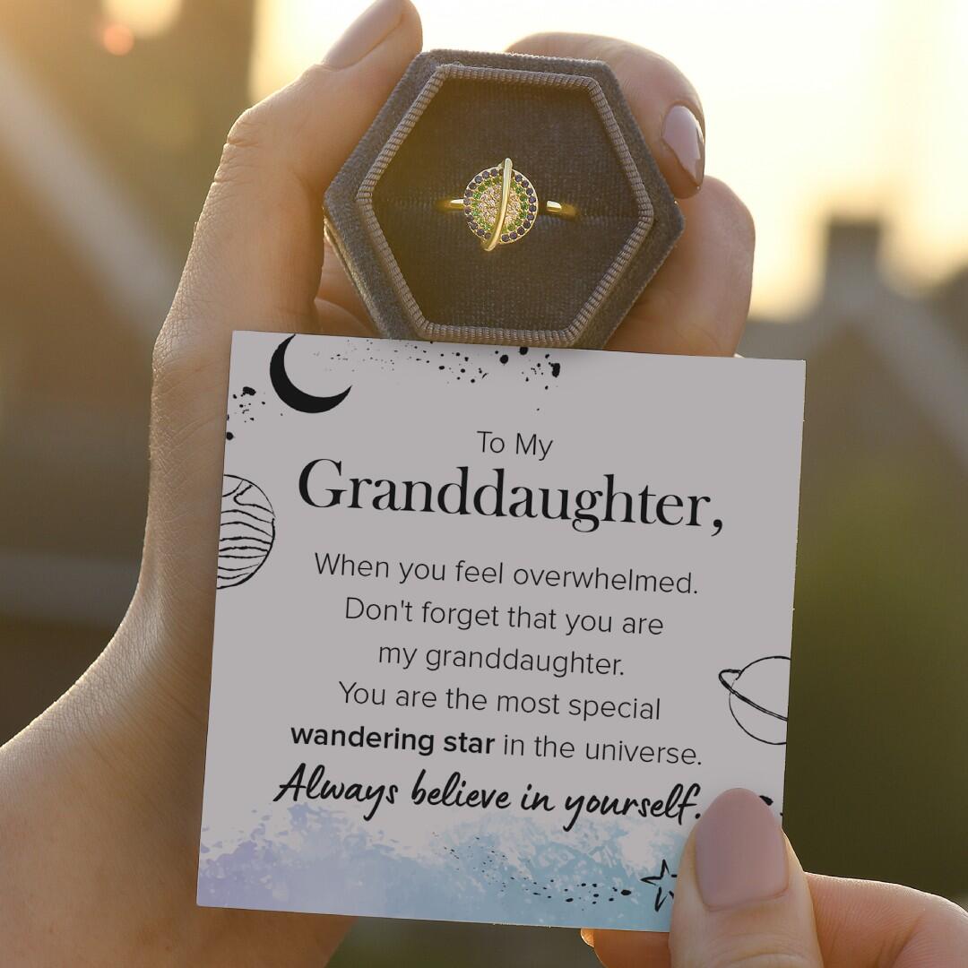To My Granddaughter Rotating Planet Spinning Anxiety Ring