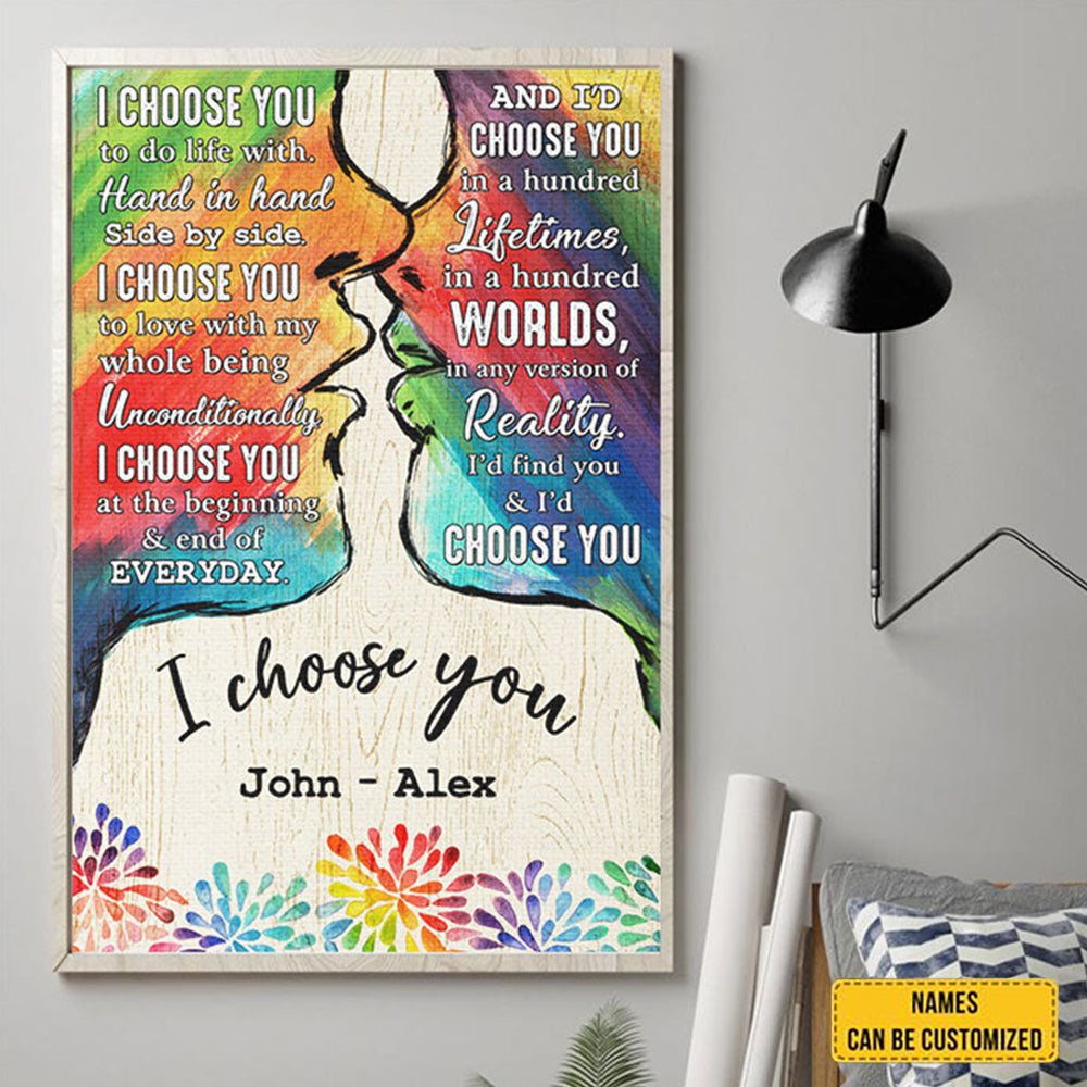 I Choose You To Do Life With - Couple Personalized Custom Vertical Canvas - Gift For Couples