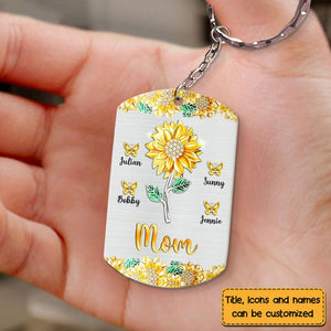 Gift For Mom Grandma Sunflower Personalized Keychain