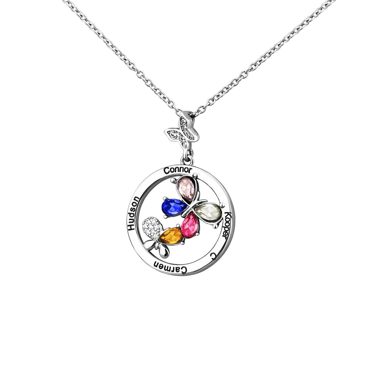 Butterfly 12 Birthstone Personalized Necklace