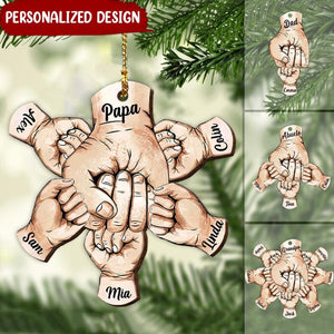 Grandpa, Papa, Daddy Hands Print Christmas Gift Personalized Ornament
