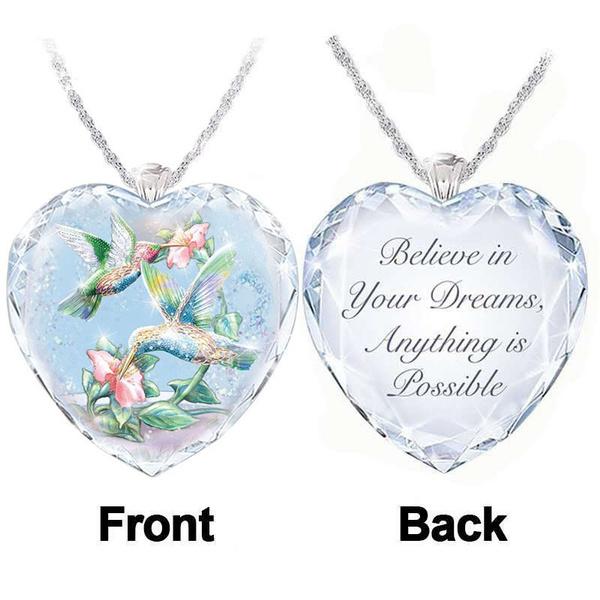 Elegant Hummingbird Crystal Pendant Ring for Women