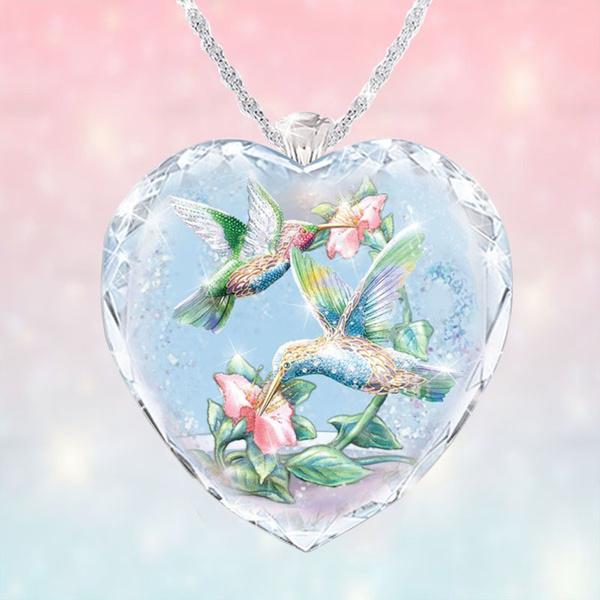 Elegant Hummingbird Crystal Pendant Ring for Women