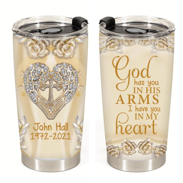 God Has You In His Arms Personalized Tumbler