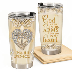 God Has You In His Arms Personalized Tumbler