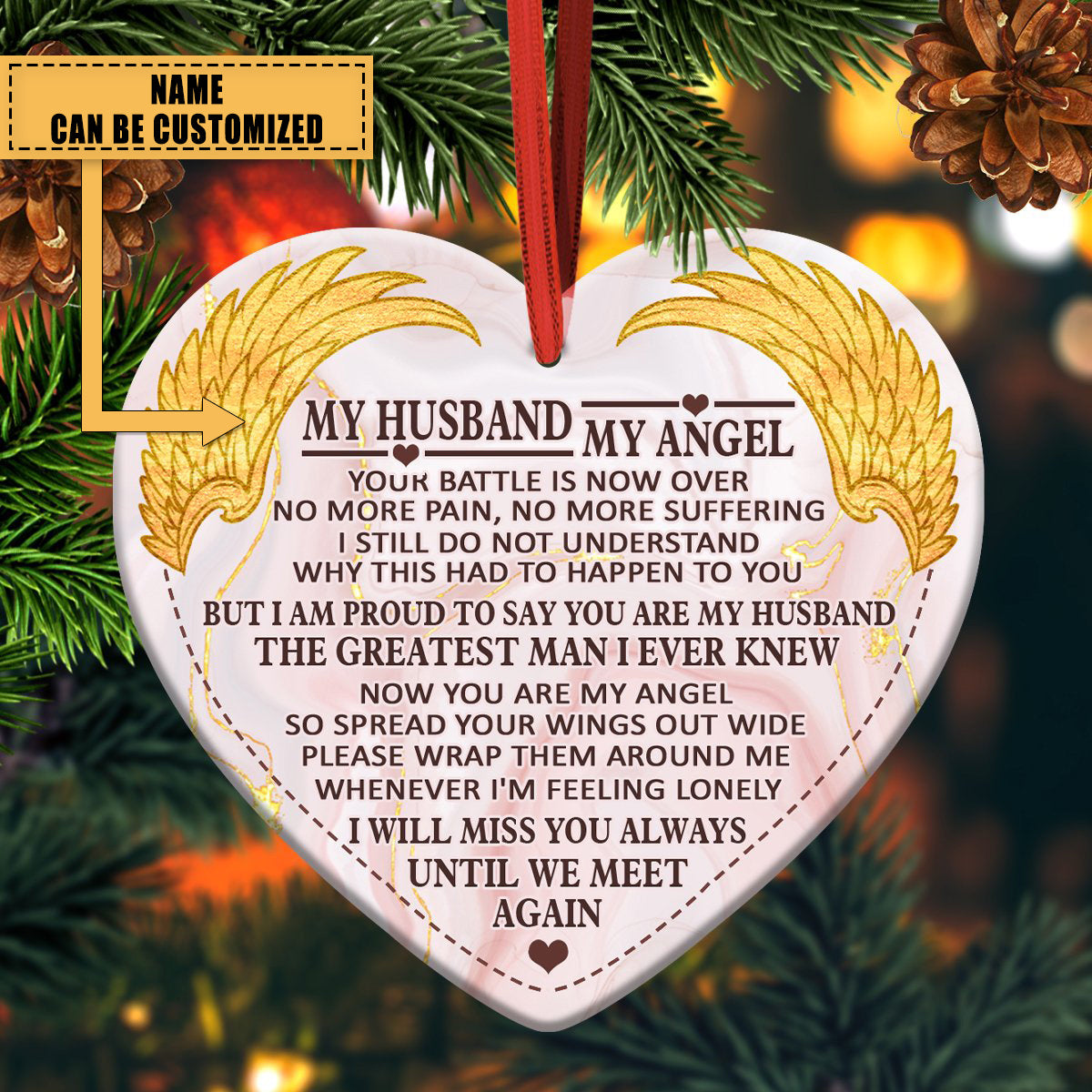 My Love My Angel Memorial Personalized Ceramic Ornament