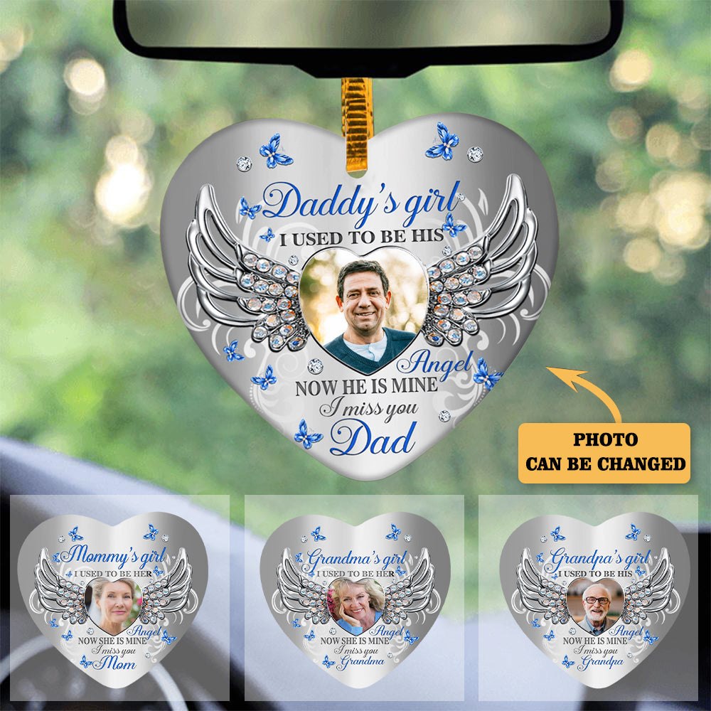 Personalized I Used To Be His Angel Heart Ornament (Porcelain)