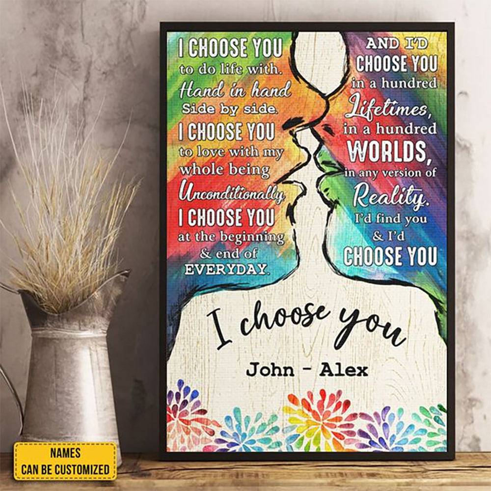 I Choose You To Do Life With - Couple Personalized Custom Vertical Canvas - Gift For Couples