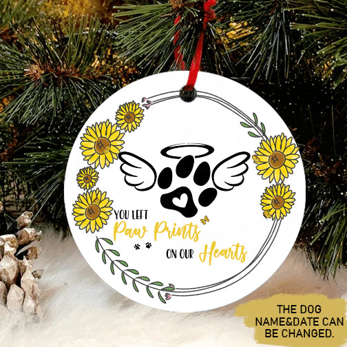 You Left Paw Prints On Our Hearts Ornament