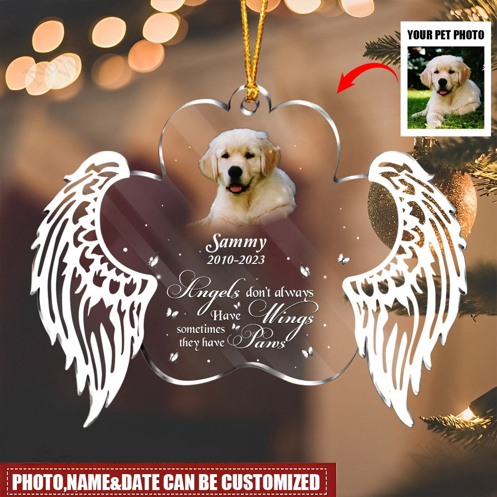 Memorial Pet Photo Acrylic Ornament - Christmas/Memorial Gift Idea for Pet Owners