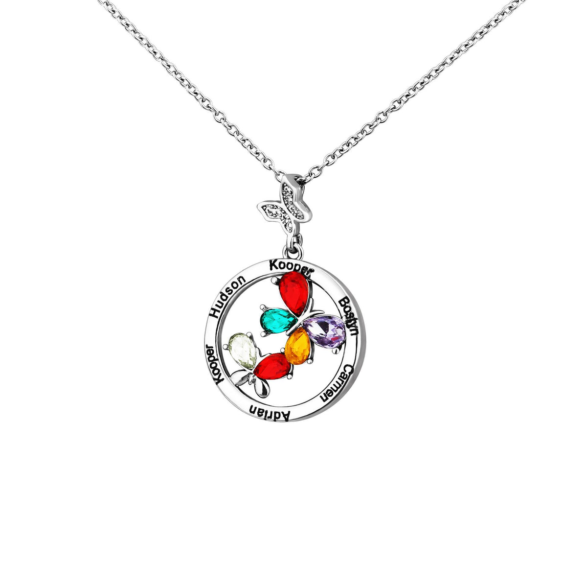 Butterfly 12 Birthstone Personalized Necklace