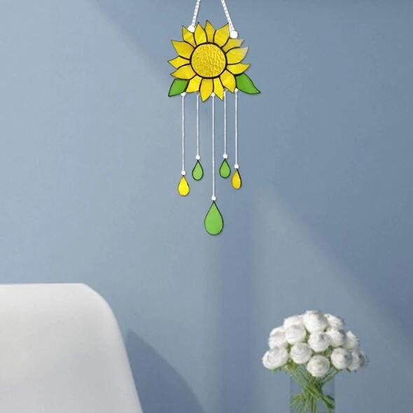 SUNFLOWER Stained Glass Wind Chime Sun Catcher Windchime